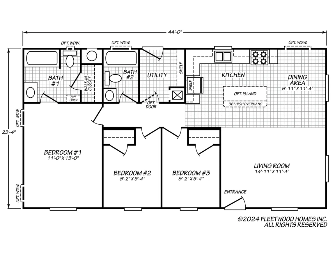 Canyon Lake 24443D floor plan — 3 Beds